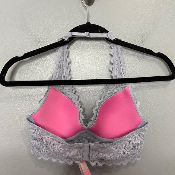 PINK VICTORIA'S SECRET light blue lightly lined lace bralette size S - Picture 3 of 6